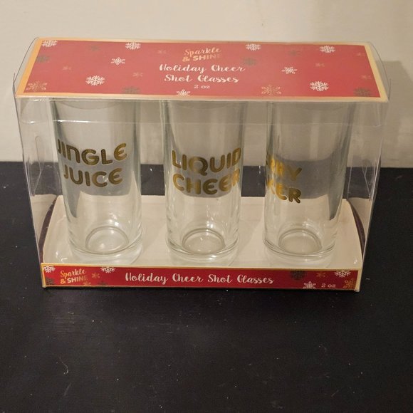 NIP NEW DEI Holiday Cheer Set of 3 Shot Glasses Jingle Juice - Picture 1 of 5